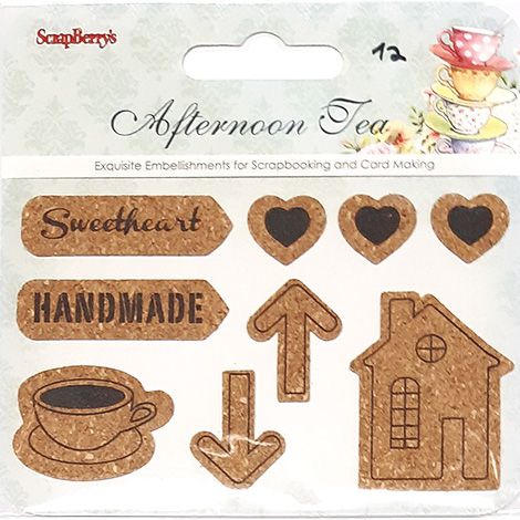 Naklejki korkowe ScrapBerry's Afternoon Tea 2, 9szt